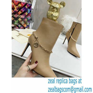 Louis Vuitton Heel 10cm Mansion Ankle Boots Nude with Chain 2022