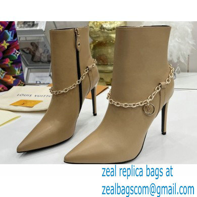 Louis Vuitton Heel 10cm Mansion Ankle Boots Nude with Chain 2022