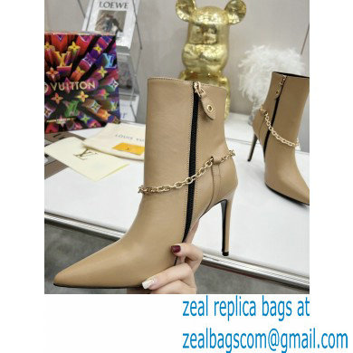 Louis Vuitton Heel 10cm Mansion Ankle Boots Nude with Chain 2022