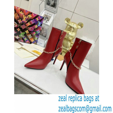 Louis Vuitton Heel 10cm Mansion Ankle Boots Red with Chain 2022