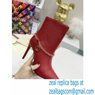 Louis Vuitton Heel 10cm Mansion Ankle Boots Red with Chain 2022