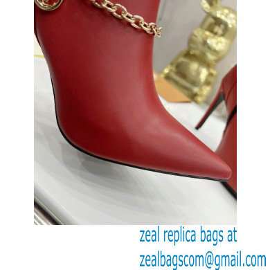 Louis Vuitton Heel 10cm Mansion Ankle Boots Red with Chain 2022