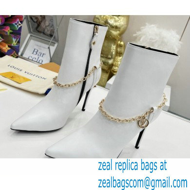 Louis Vuitton Heel 10cm Mansion Ankle Boots White with Chain 2022