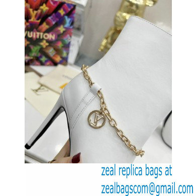 Louis Vuitton Heel 10cm Mansion Ankle Boots White with Chain 2022
