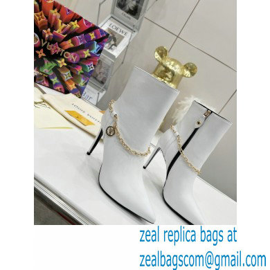 Louis Vuitton Heel 10cm Mansion Ankle Boots White with Chain 2022