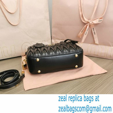 Miu Miu Matelasse nappa leather top-handle Medium bag 5BB124 Black 2022 - Click Image to Close