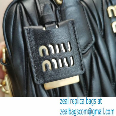 Miu Miu Matelasse nappa leather top-handle Medium bag 5BB124 Black 2022