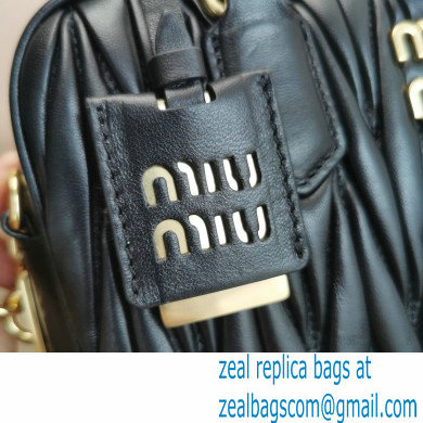 Miu Miu Matelasse nappa leather top-handle Medium bag 5BB124 Black 2022 - Click Image to Close