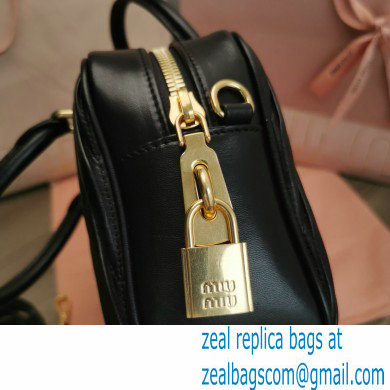 Miu Miu Matelasse nappa leather top-handle Medium bag 5BB124 Black 2022
