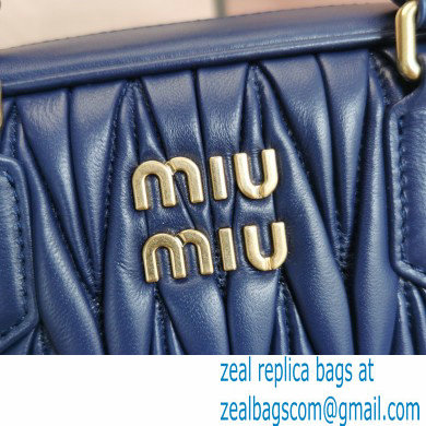 Miu Miu Matelasse nappa leather top-handle Medium bag 5BB124 Blue 2022