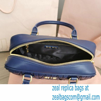 Miu Miu Matelasse nappa leather top-handle Medium bag 5BB124 Blue 2022