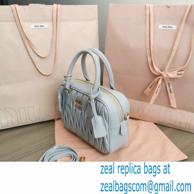 Miu Miu Matelasse nappa leather top-handle Medium bag 5BB124 Light Gray 2022