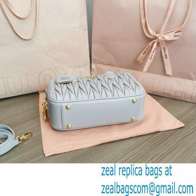 Miu Miu Matelasse nappa leather top-handle Medium bag 5BB124 Light Gray 2022 - Click Image to Close
