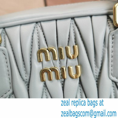 Miu Miu Matelasse nappa leather top-handle Medium bag 5BB124 Light Gray 2022