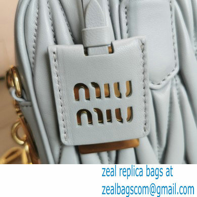 Miu Miu Matelasse nappa leather top-handle Medium bag 5BB124 Light Gray 2022