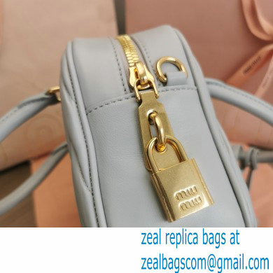 Miu Miu Matelasse nappa leather top-handle Medium bag 5BB124 Light Gray 2022 - Click Image to Close