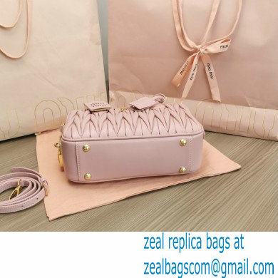 Miu Miu Matelasse nappa leather top-handle Medium bag 5BB124 Nude Pink 2022