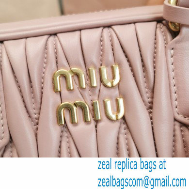 Miu Miu Matelasse nappa leather top-handle Medium bag 5BB124 Nude Pink 2022