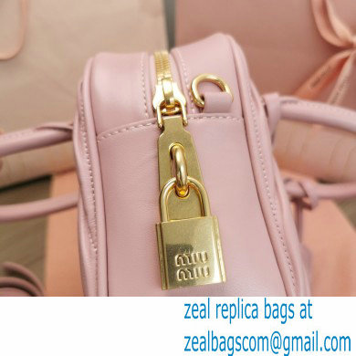 Miu Miu Matelasse nappa leather top-handle Medium bag 5BB124 Nude Pink 2022