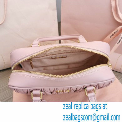 Miu Miu Matelasse nappa leather top-handle Medium bag 5BB124 Nude Pink 2022 - Click Image to Close