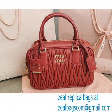 Miu Miu Matelasse nappa leather top-handle Medium bag 5BB124 Red 2022 - Click Image to Close