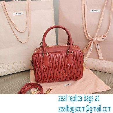 Miu Miu Matelasse nappa leather top-handle Medium bag 5BB124 Red 2022 - Click Image to Close