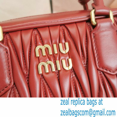 Miu Miu Matelasse nappa leather top-handle Medium bag 5BB124 Red 2022 - Click Image to Close