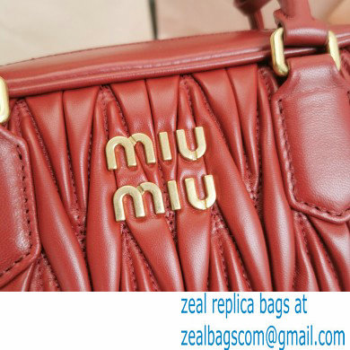 Miu Miu Matelasse nappa leather top-handle Medium bag 5BB124 Red 2022