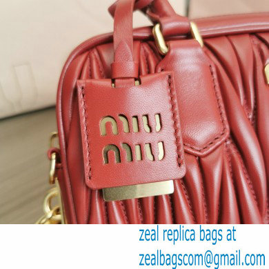 Miu Miu Matelasse nappa leather top-handle Medium bag 5BB124 Red 2022