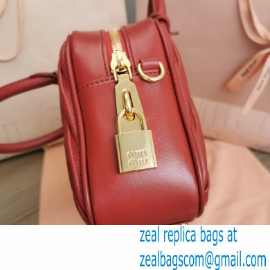 Miu Miu Matelasse nappa leather top-handle Medium bag 5BB124 Red 2022