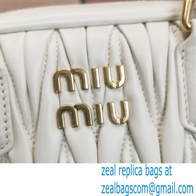 Miu Miu Matelasse nappa leather top-handle Medium bag 5BB124 White 2022 - Click Image to Close