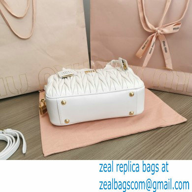 Miu Miu Matelasse nappa leather top-handle Medium bag 5BB124 White 2022