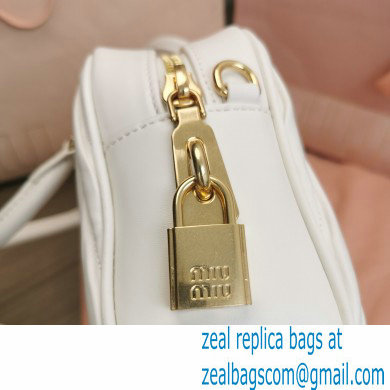 Miu Miu Matelasse nappa leather top-handle Medium bag 5BB124 White 2022 - Click Image to Close