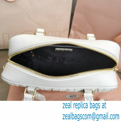 Miu Miu Matelasse nappa leather top-handle Medium bag 5BB124 White 2022 - Click Image to Close