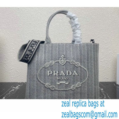 Prada Embroidered handbag 1BA342 Black/Gray 2022 - Click Image to Close