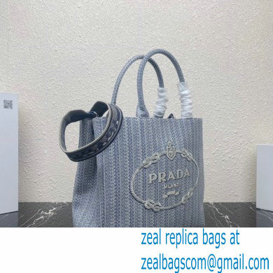 Prada Embroidered handbag 1BA342 Blue/Gray 2022