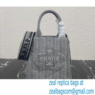 Prada Embroidered handbag 1BA343 Black/Gray 2022 - Click Image to Close