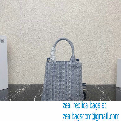 Prada Embroidered handbag 1BA343 Blue/Gray 2022 - Click Image to Close