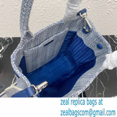 Prada Embroidered handbag 1BA343 Blue/Gray 2022