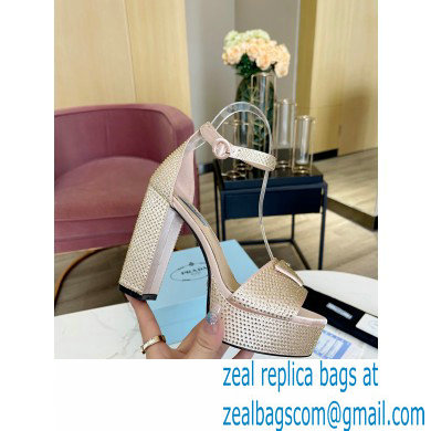 Prada Heel 11.5cm platform 3.5cm Satin sandals with crystals Beige 2022