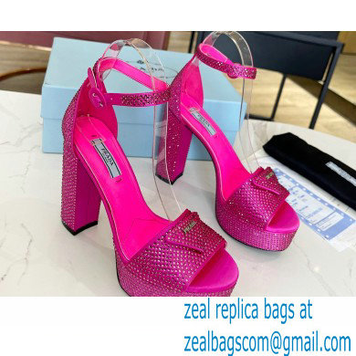 Prada Heel 11.5cm platform 3.5cm Satin sandals with crystals Fuchsia 2022