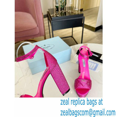 Prada Heel 11.5cm platform 3.5cm Satin sandals with crystals Fuchsia 2022 - Click Image to Close