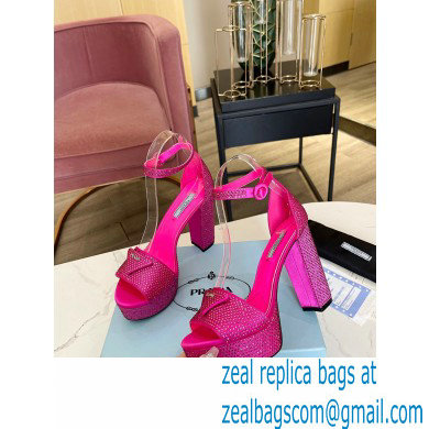 Prada Heel 11.5cm platform 3.5cm Satin sandals with crystals Fuchsia 2022