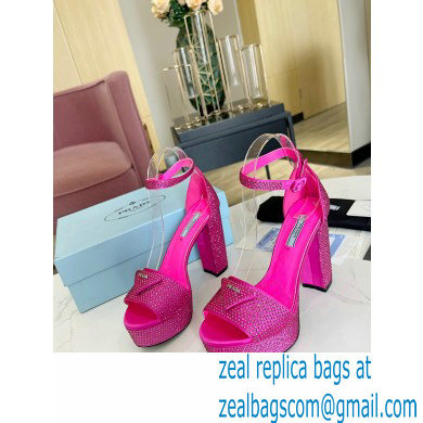 Prada Heel 11.5cm platform 3.5cm Satin sandals with crystals Fuchsia 2022