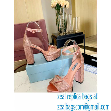 Prada Heel 11.5cm platform 3.5cm Satin sandals with crystals Light Pink 2022