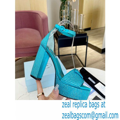 Prada Heel 11.5cm platform 3.5cm Satin sandals with crystals Turquoise Green 2022