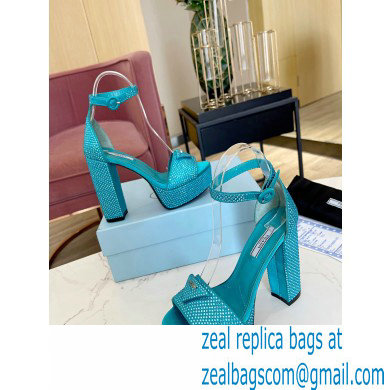 Prada Heel 11.5cm platform 3.5cm Satin sandals with crystals Turquoise Green 2022