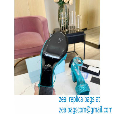 Prada Heel 11.5cm platform 3.5cm Satin sandals with crystals Turquoise Green 2022