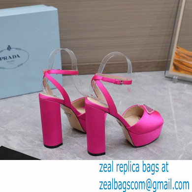 Prada Heel 13cm platform 4cm High-heeled satin sandals Fuchsia 2022