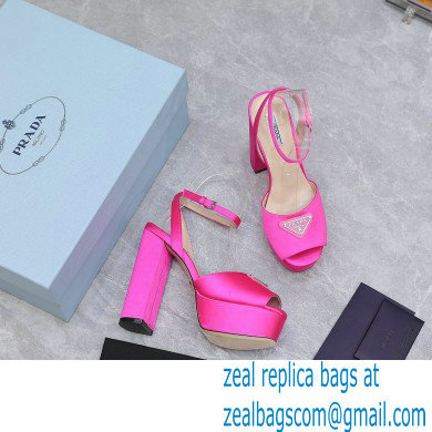 Prada Heel 13cm platform 4cm High-heeled satin sandals Fuchsia 2022